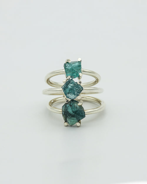 Sterling Silver and Blue Tourmaline band ring stack