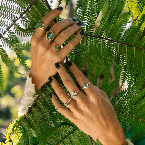 Diamond Gold Emerald Green Palm Hands