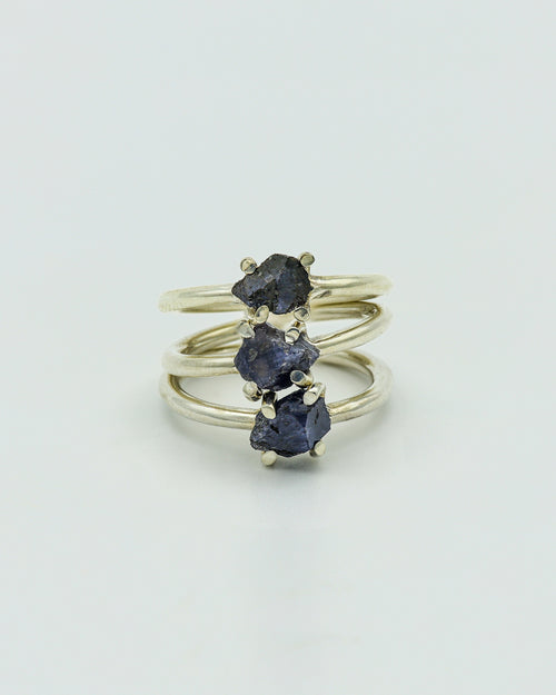 Sterling SIlver and Blue Sapphire Stacking RIngs