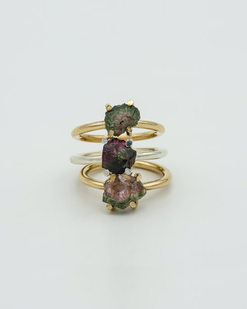 RAFU APPU Water Melon Tourmaline Ring Stack