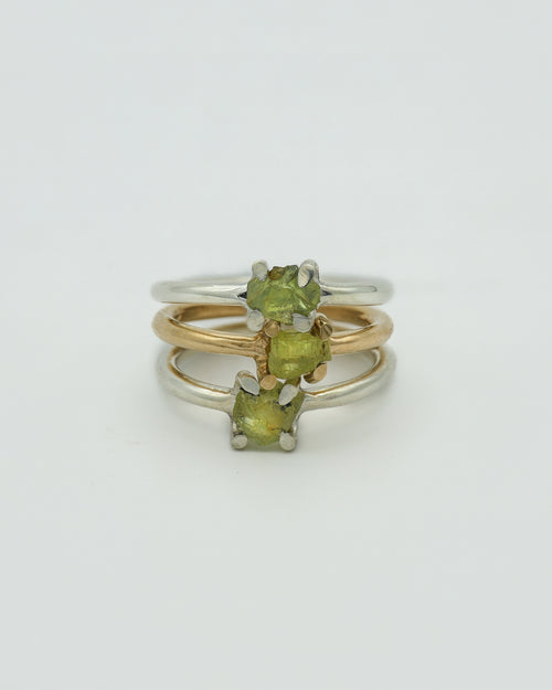 Gold and yellow chrysoberyl stacking rings