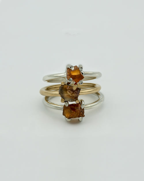 RAFU APPU Sterling SIlver and Spessartine Stacking RIngs