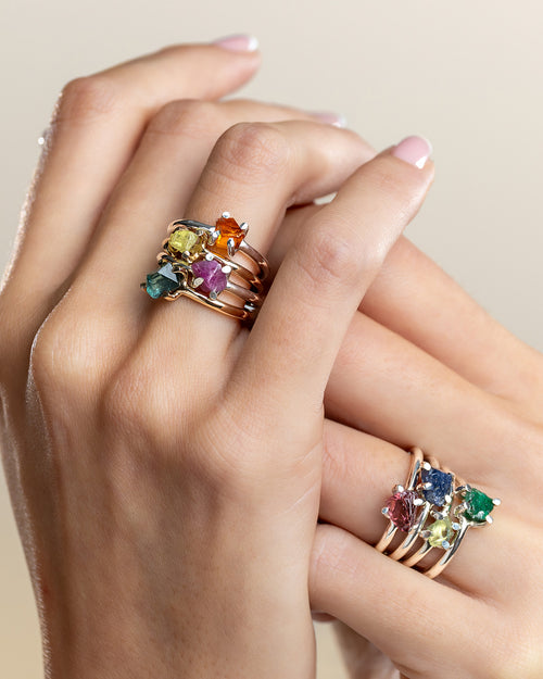 Gemstone Stacking Rings Sterling Silver Bronze Gold