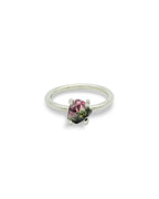 Sterling silver and water Melon tourmaline stacking ring