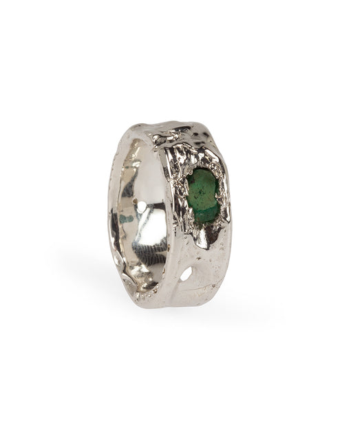 Big Band Ring Emerald Sterling Silver